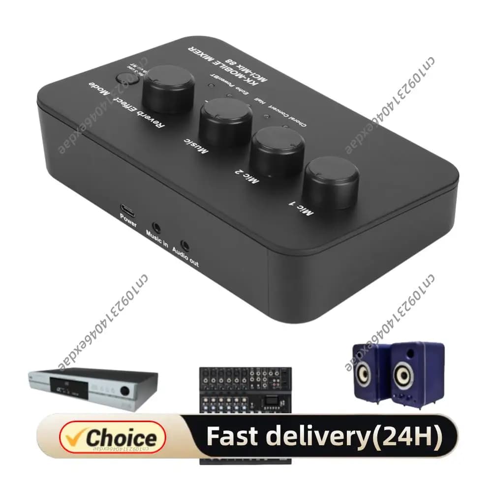 Mixer Audio per Karaoke con Connessione Bluetooth AUX IN/OUT, 2 Ingressi Microfono, Macchina per Karaoke Digitale per TV/PC e Amplificatore