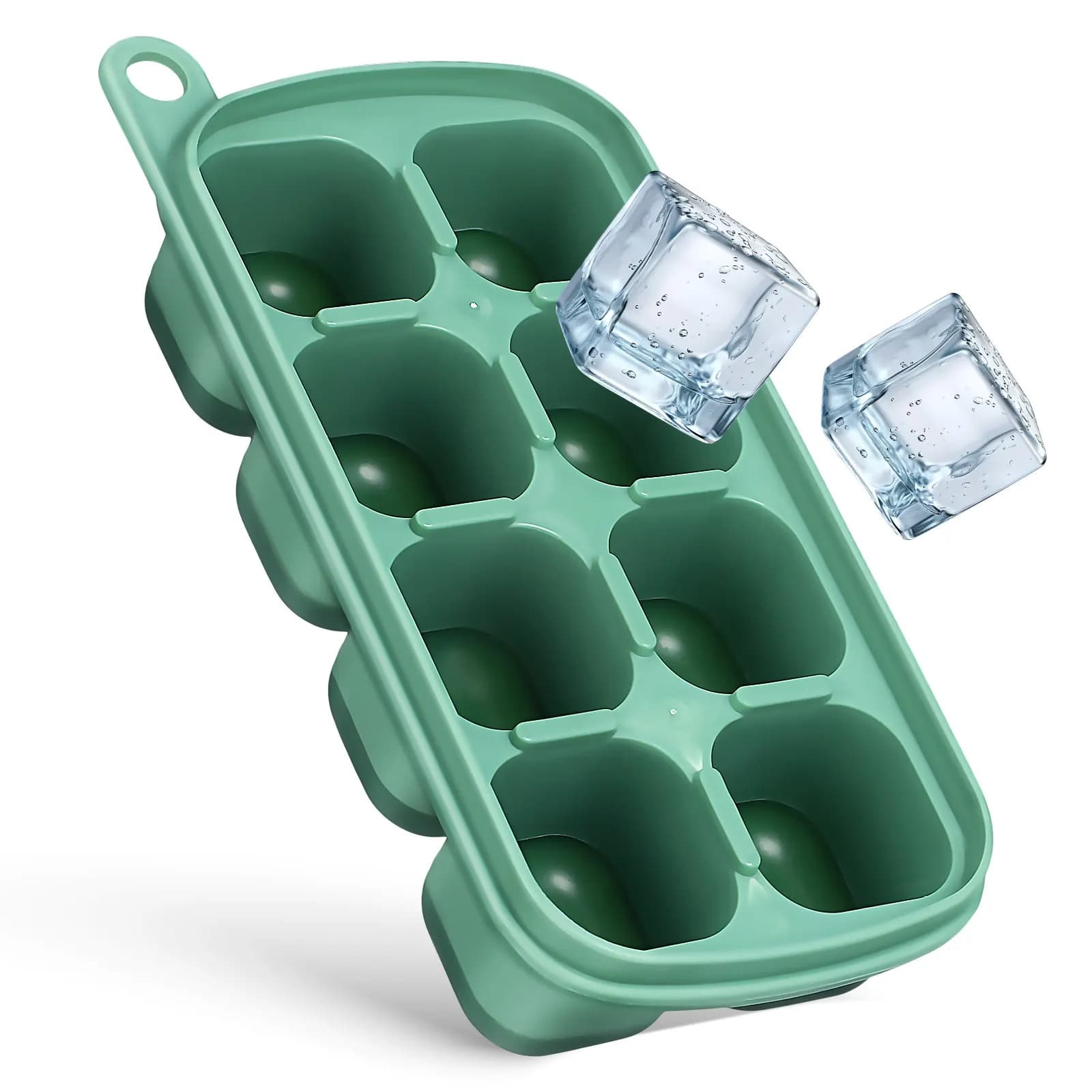 Vaschetta per Ghiaccio in Silicone con Coperchio, Contenitore Flessibile per Congelatore di Grado Alimentare, per Cubetti di Ghiaccio, Zuppe, Preparazione Pasti, Conservazione Salse, Facile da Pulire