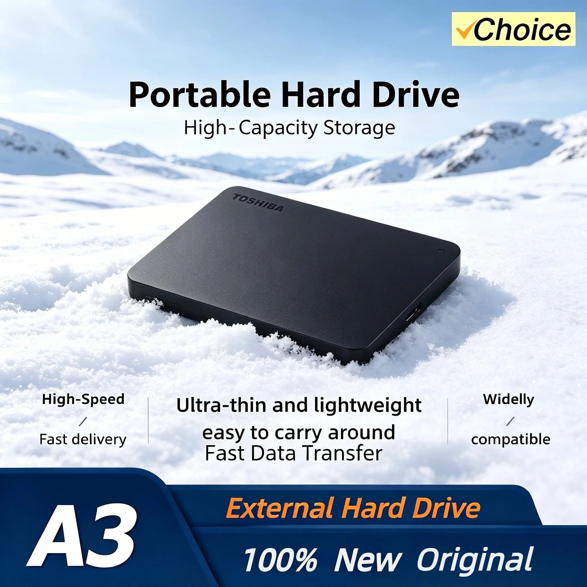 Toshiba per A3 OEM Espansione HDD 500GB 1TB 2TB USB3.0 Disco Rigido Esterno Portatile da 2.5 Pollici Box di Archiviazione