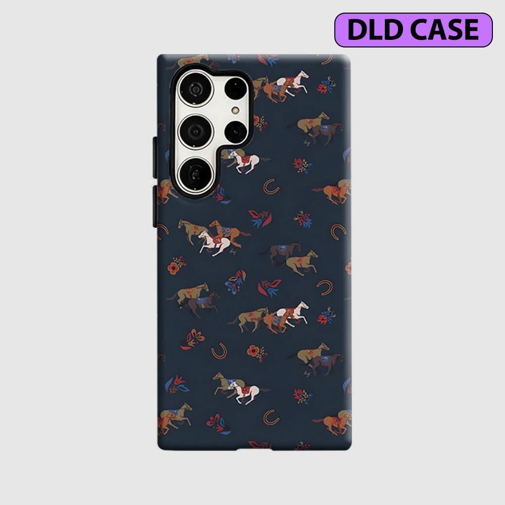 Folk Horse & Horseshoe Phone Case for Samsung Galaxy S26 S25 Ultra S24 S23 Ultra Plus Shockproof Double Layer Tough Back Cover