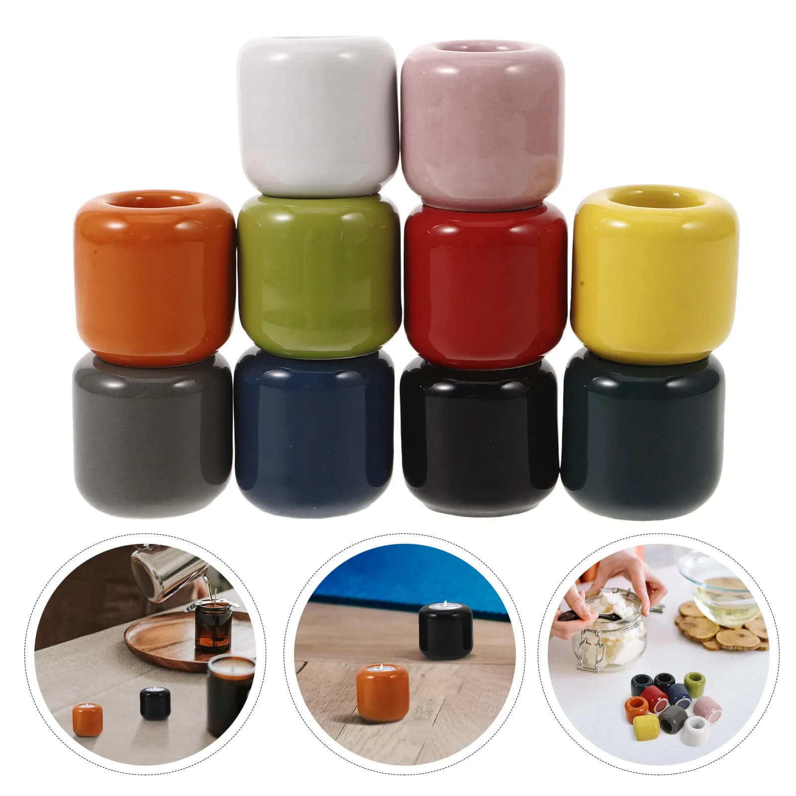 Set di 10 Eleganti Portacandele in Ceramica, Candelieri Decorativi Creativi per Candele a Cono, Centrotavola per Feste e Regali