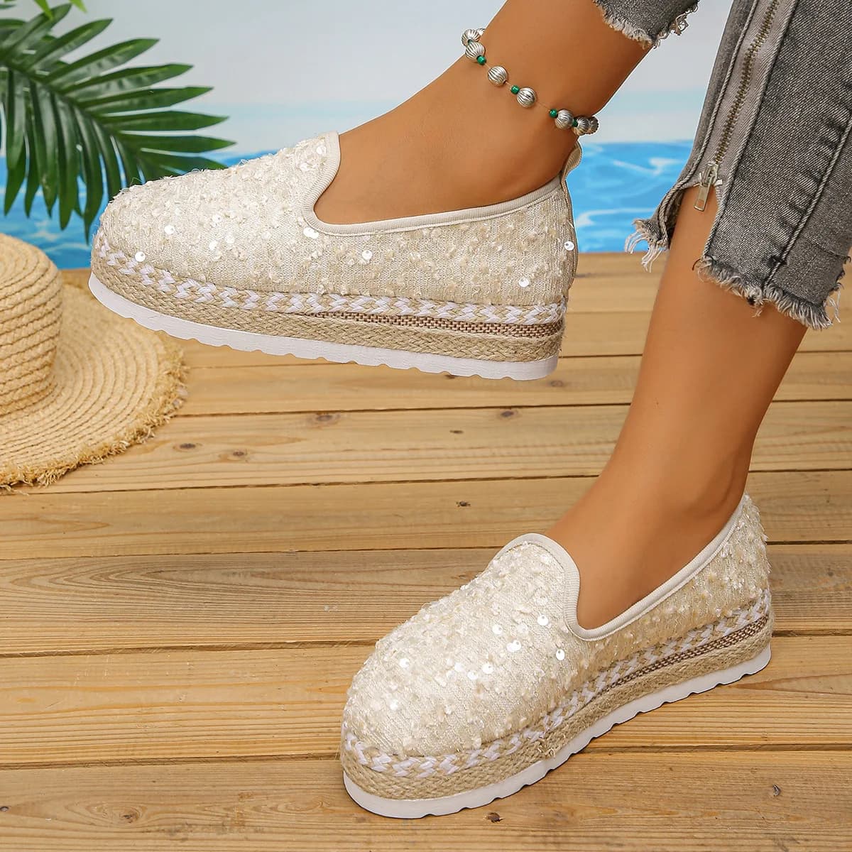 Mocassini con plateau abito scarpe basse donna Sneaker punta tonda tacchi bassi elegante elegante estate confortevole tendenza 2024