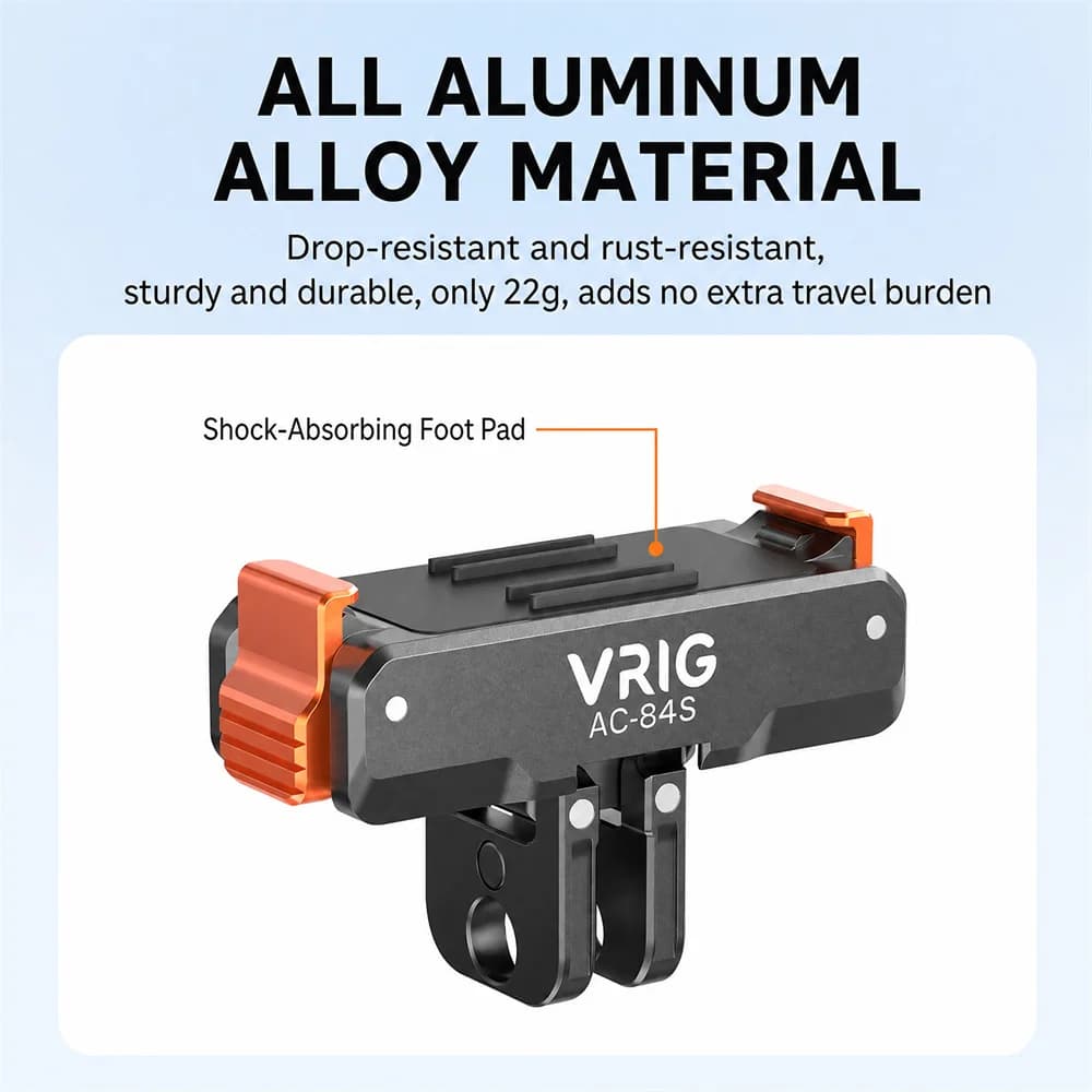 VRIG AC-84S Magnetic Quick Release Base for DJI Osmo Action 6/5/4/3 Rotatable Metal Folding Adapter Mount Action Camera Stand