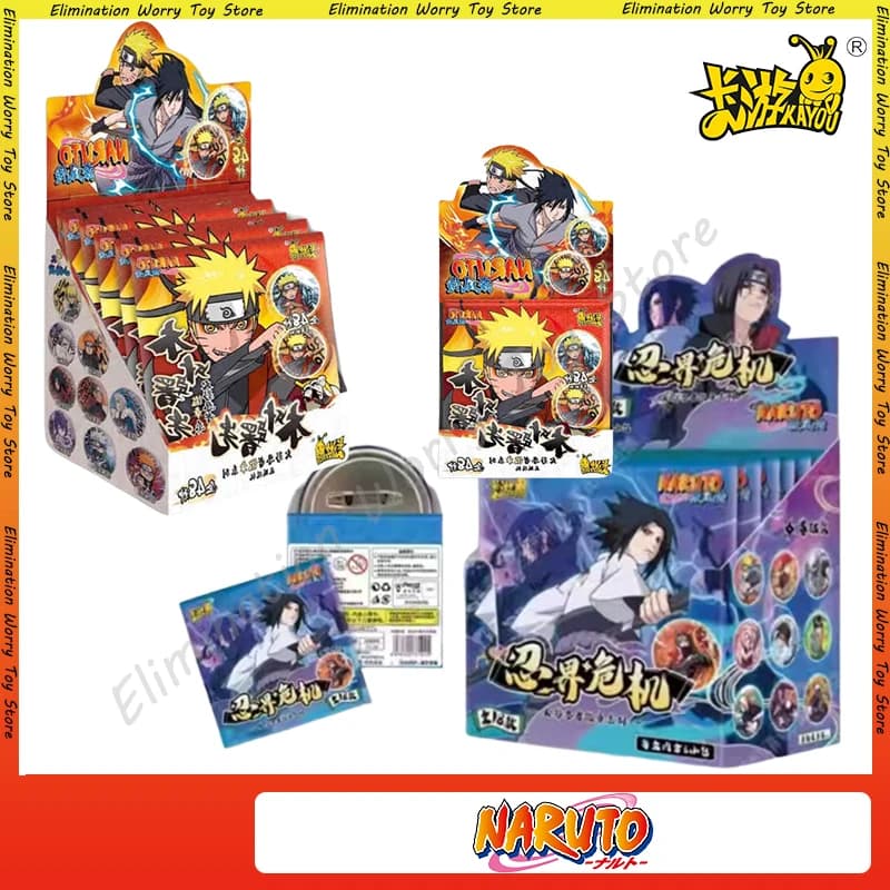 KAYOU Blind Box Ninja Crisis Tinplate Badge Regular Series Uzumaki Naruto Uchiha Sasuke Collection Cartoon Children's Gift