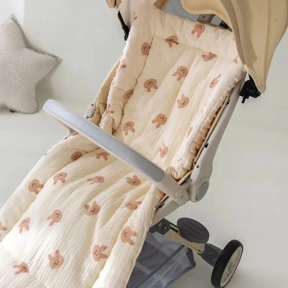 Cuscino per passeggino universale per cartoni animati Cuscino per carrello con fiori di coniglio Materasso quadrato morbido per seggiolino per bambini