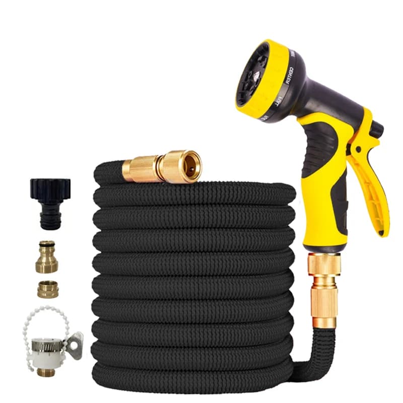 Tubo da Giardino Magico Flessibile ed Espandibile, Avvolgitubo con Connettore Rapido, Strumenti Multifunzionali per Irrigazione e Lavaggio Auto
