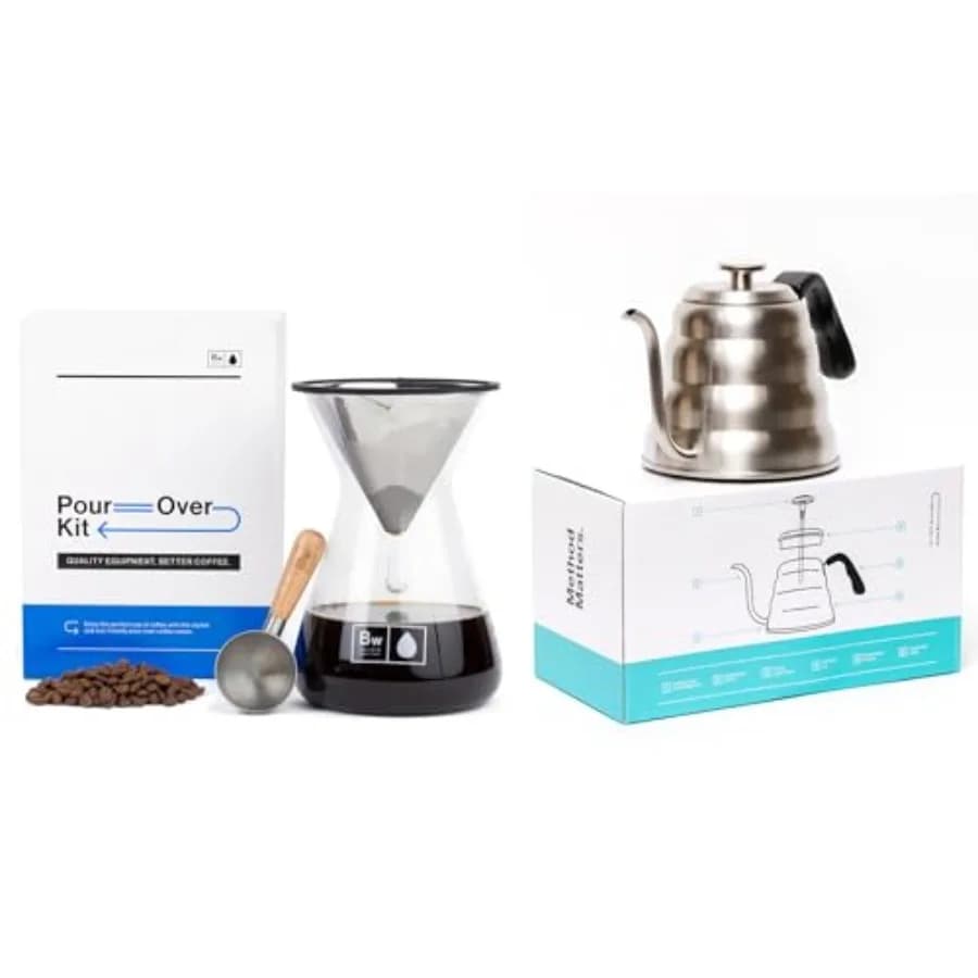 Pour Over Kettle Pour Over Coffee Maker Set for home brewing stainless steel matte black precision spout and ergonomic handle