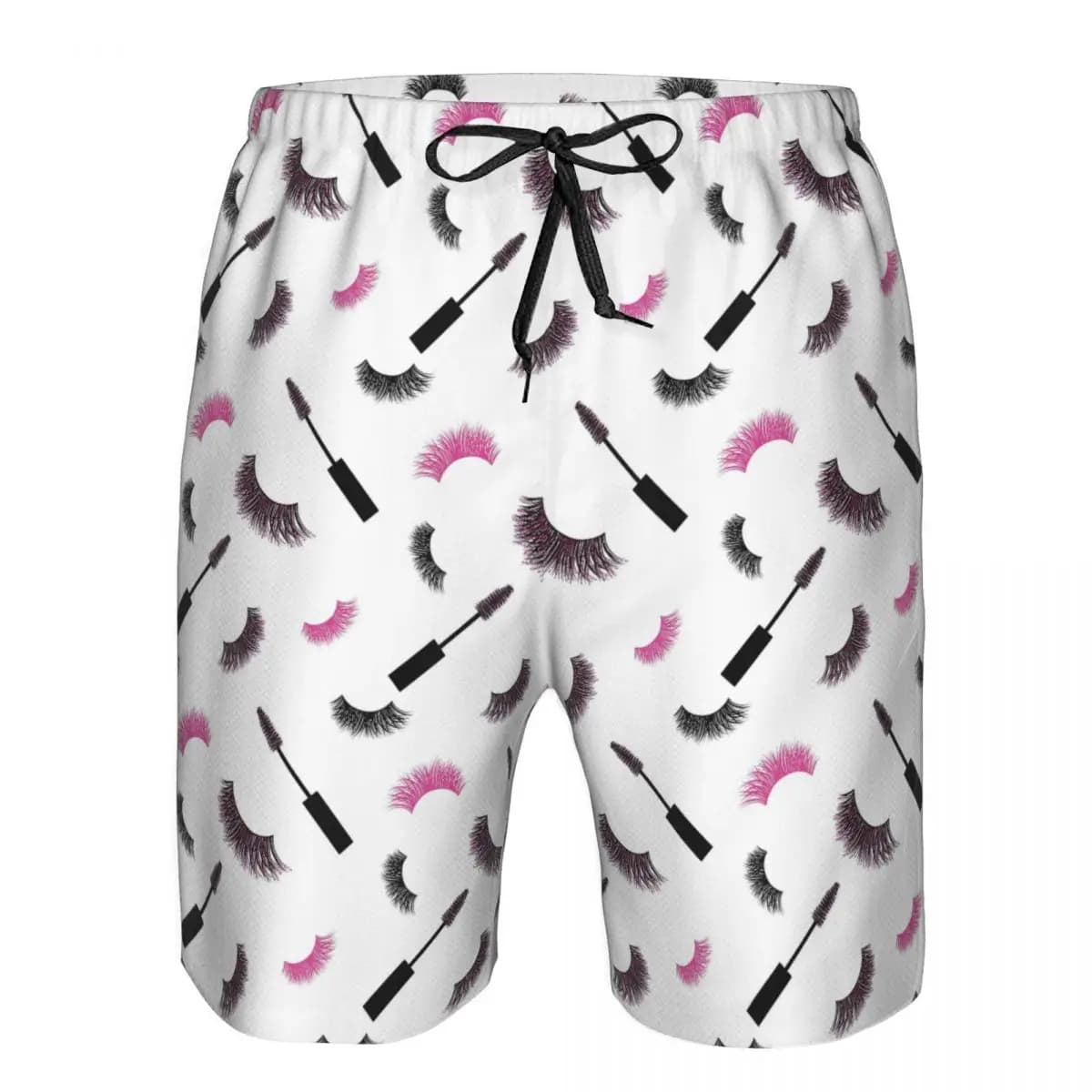 Lashes And Mascara With Pink Glitter Pattern Trunks Beach Board Shorts Casual Quick Dry Swim Summer Men Pants
