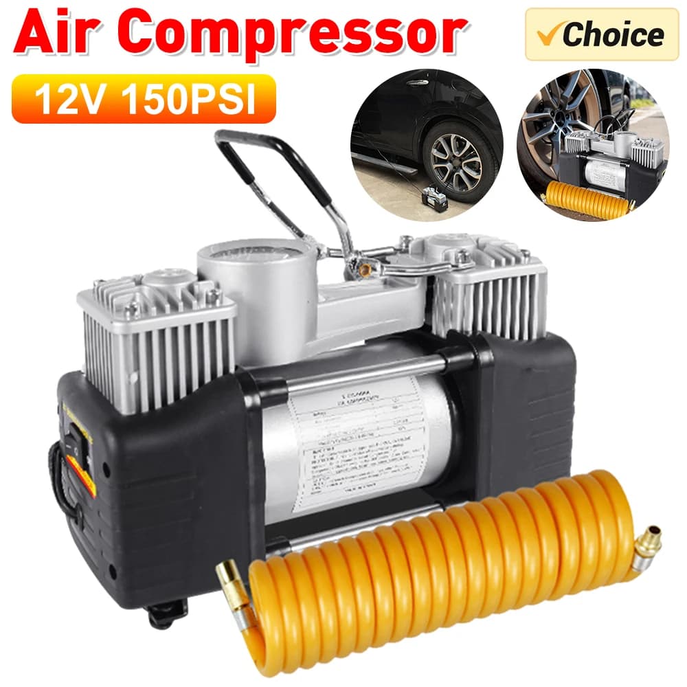 Compressore d'aria portatile 12V 150PSI con manometro pompa ad aria elettrica per auto gonfiatore per pneumatici per impieghi gravosi pompa gonfiabile per pneumatici per auto