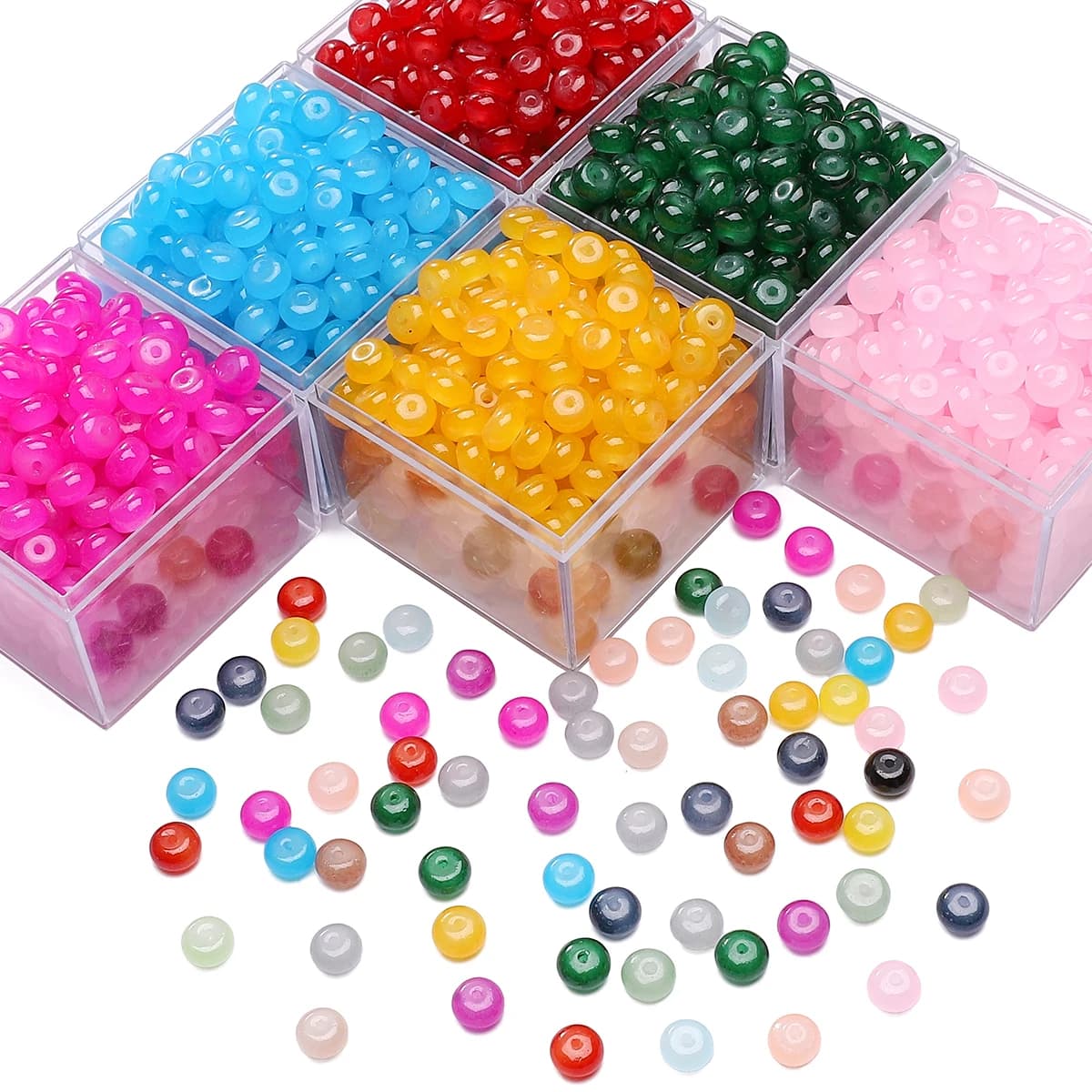 25/50Pcs 8x5mm Glass Imitation Jade Abacus Beads Unique Loose Spacer Beads For Making DIY Bracelet Necklace Earrings Accessories