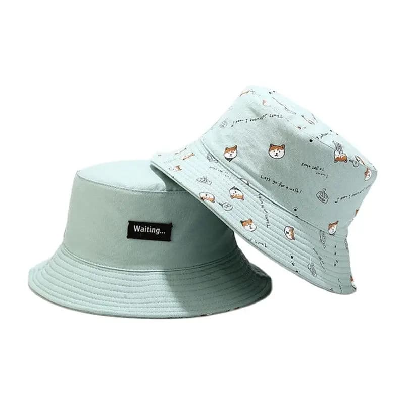 LDSLYJR Cotton Double Sided Cartoon Dog Print Fishing Hat Fishing Hat Outdoor Travel Hat Sunset for Men and Women 261