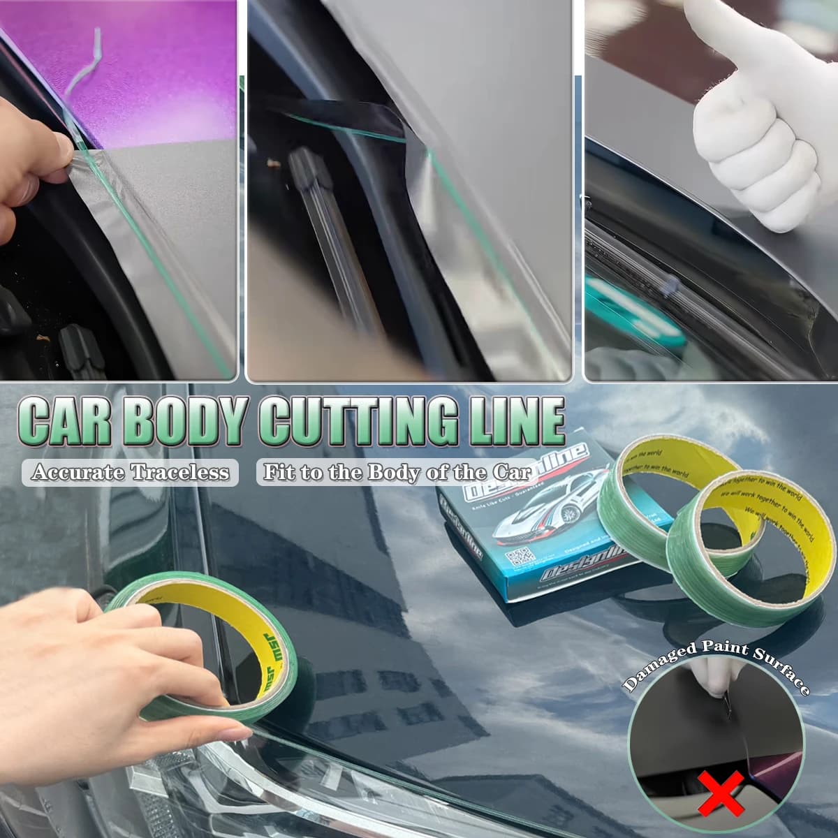 Car Stickers Vinyl Packaging Cut Tool Seamless Tape Design Line Packaging Film Car Construction Accessories Positioning 5/10/50m