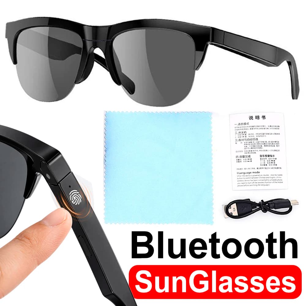 Bluetooth 5.3 Sweatproof Smart Bluetooth Sunglasses Wireless Touch Control Dual Speaker Rechargeable Type-C Audio Sunglasses