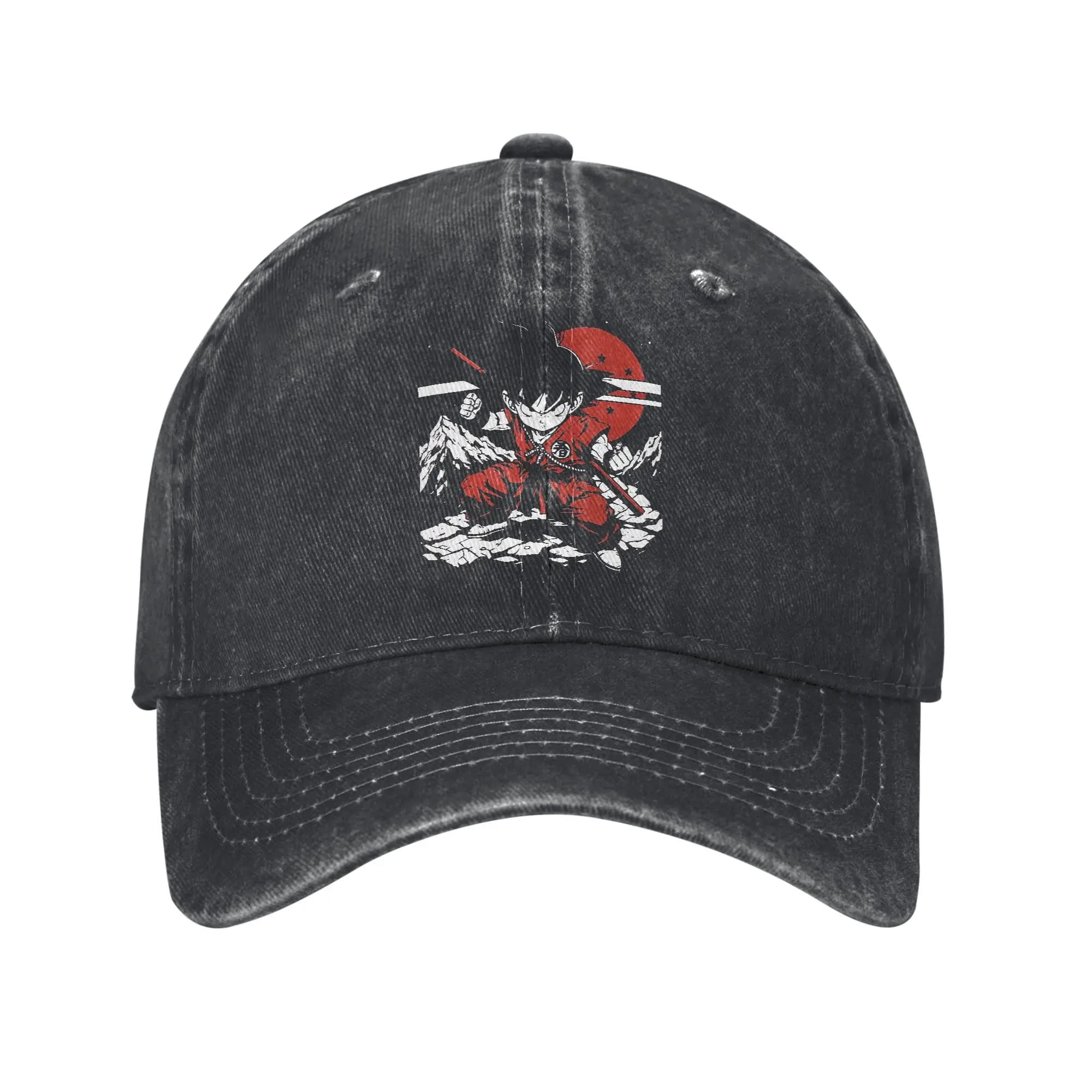 Cappellino da Baseball Dragon Ball con Goku e Power Pole, Cappello Snapback in Denim Effetto Vissuto, Regolabile per Uomo e Donna, Estivo