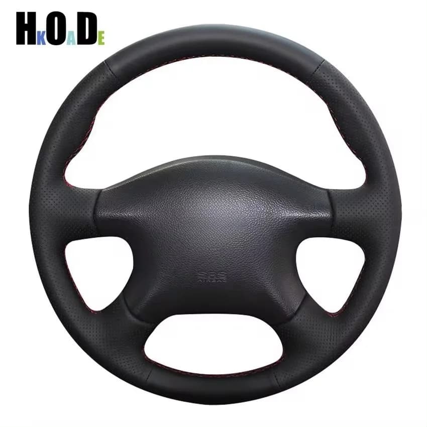 Coprivolante in pelle nera fai da te per Renault Samsung SM3 Nissan Almera N16 Pathfinder Primera Paladin Old XTrail 2001-2006