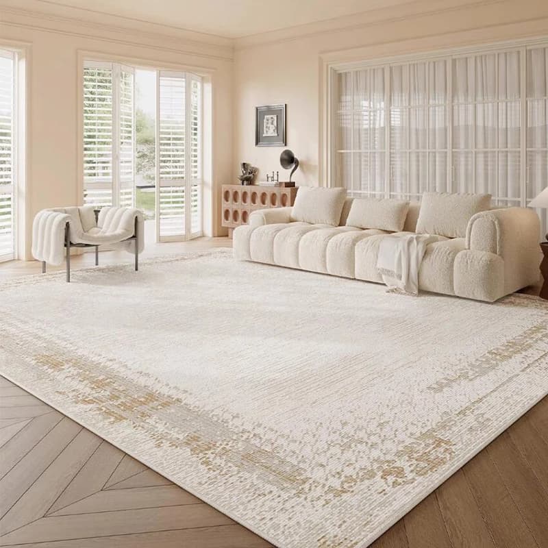 Tappeto stile crema Soggiorno Tinta unita Semplice Area casa Tappeto antiscivolo Divano Tavolo Tappetino Lusso morbido accanto a