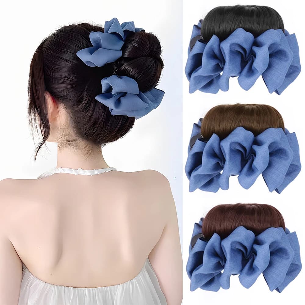 Molletta Nera per Chignon Sintetico Effetto Disordinato, Accessorio per Capelli Resistente al Calore per Donna, Uso Quotidiano e Feste