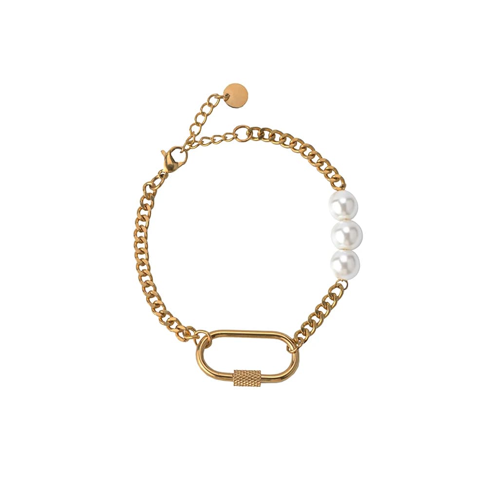 Stainless Steel Artificial Pearl Hoop Wrap Bangle Jewelry Gift For Friend