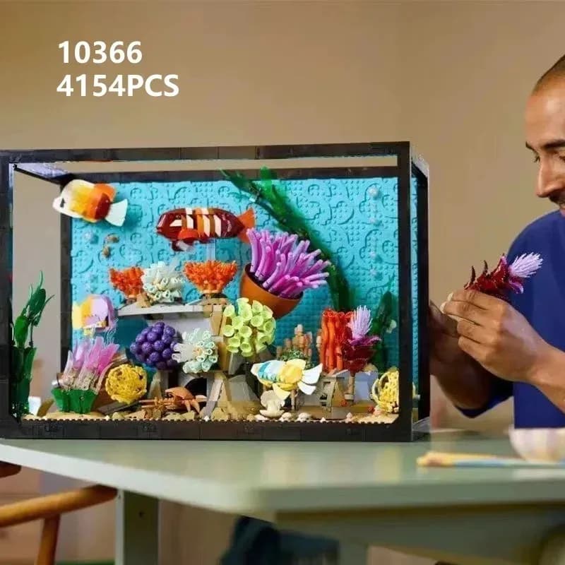 10366 Giocattolo Educativo per Bambini, Blocchi da Costruzione, Modello di Acquario Tropicale, 4154 Pezzi, Regalo per le Vacanze per Ragazzi