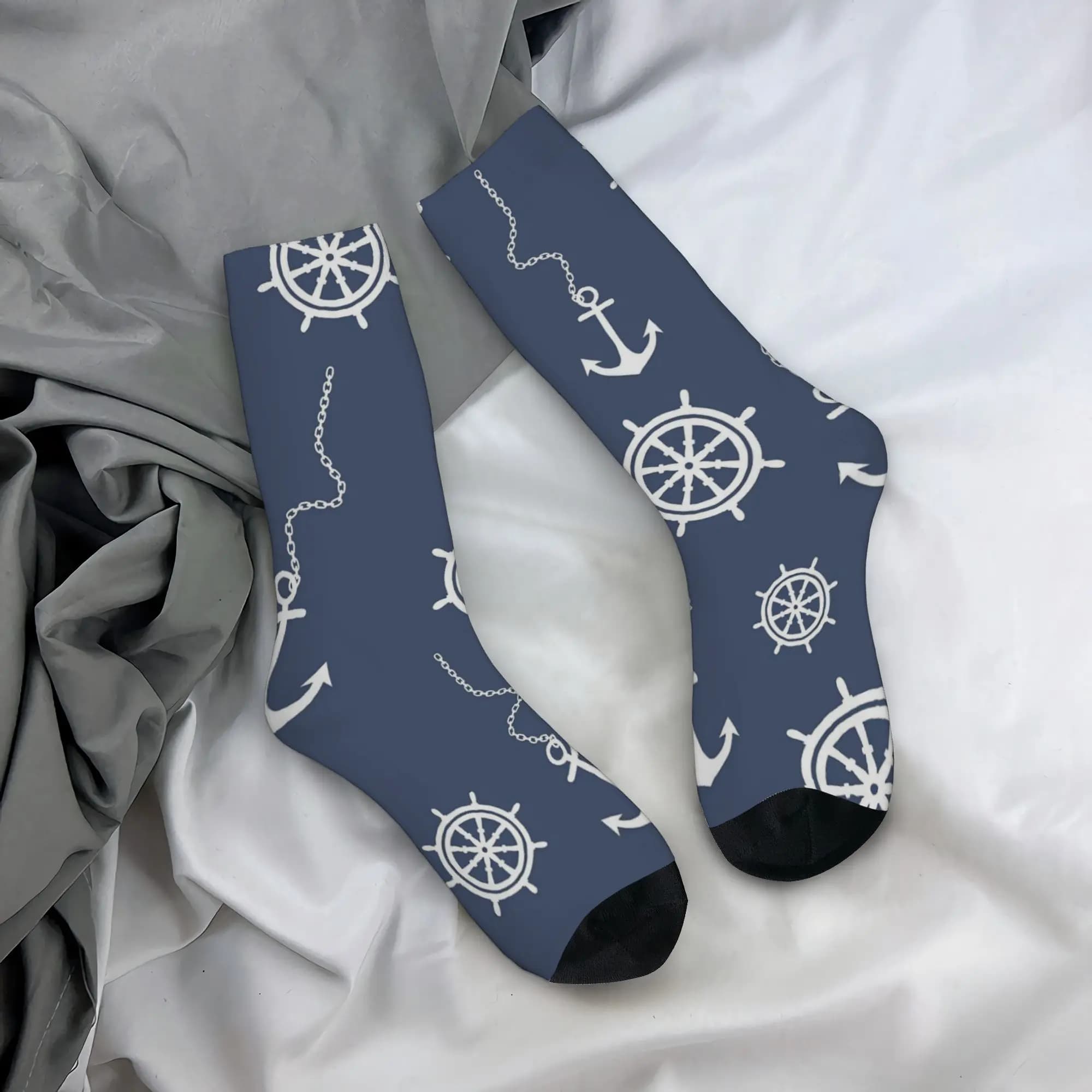 Calze con Ancora Nautica, Calze Trendy per Uomo e Donna, Calze Calde e Morbide, Calze Antiscivolo con Grafica Autunnale, Regalo di Compleanno