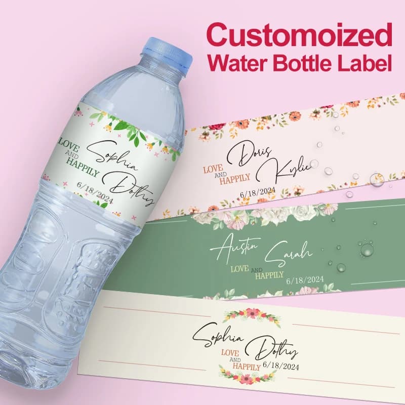 Custom labels for wedding water bottles Custom name and date - Waterproof wedding party stickers for wedding favors