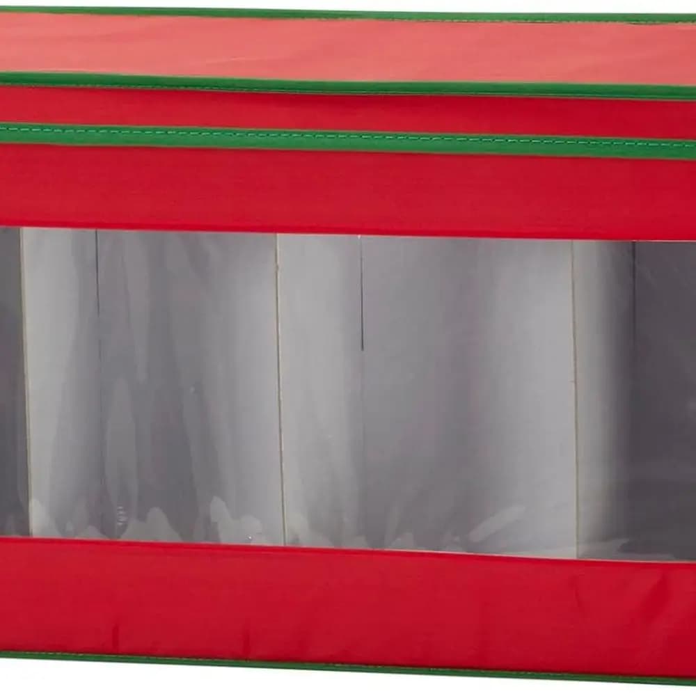Christmas decoration box with red and green finishes with lid with window and 8 compartments