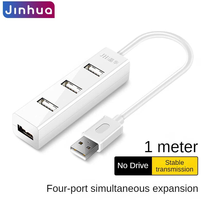 Hub USB JINGHUA a 4 porte, Plug & Play, trasferimento dati stabile, nichelato, compatibile con laptop, PC, chiavetta USB, mouse, tastiera
