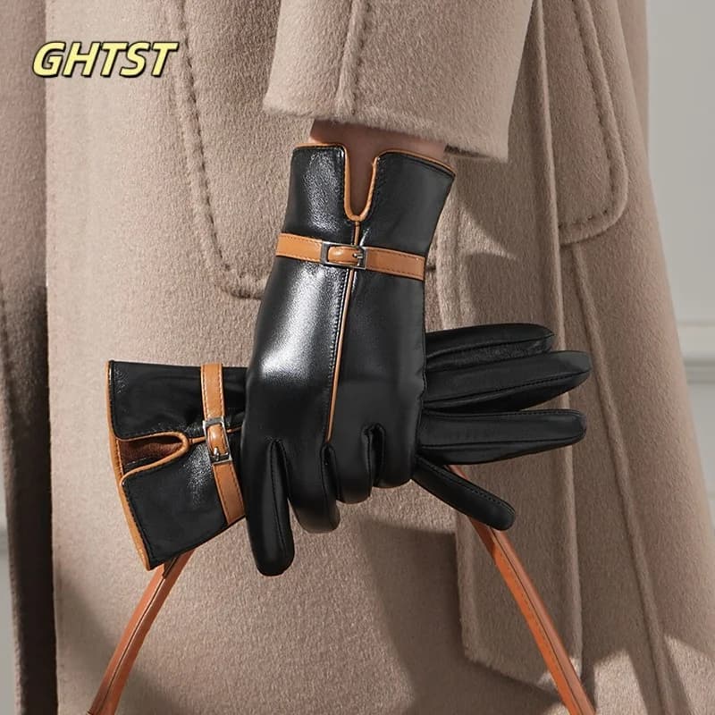 Vintage Style Gloves women Real Leather Fashion Women Driving Gloves Ladies Warm Thickened Outdoor Short Gloves