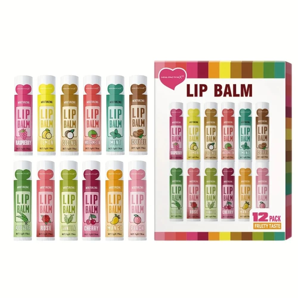 12-piece gift lip balm set: deep hydration and long-lasting lip care for soft and smooth lip balm