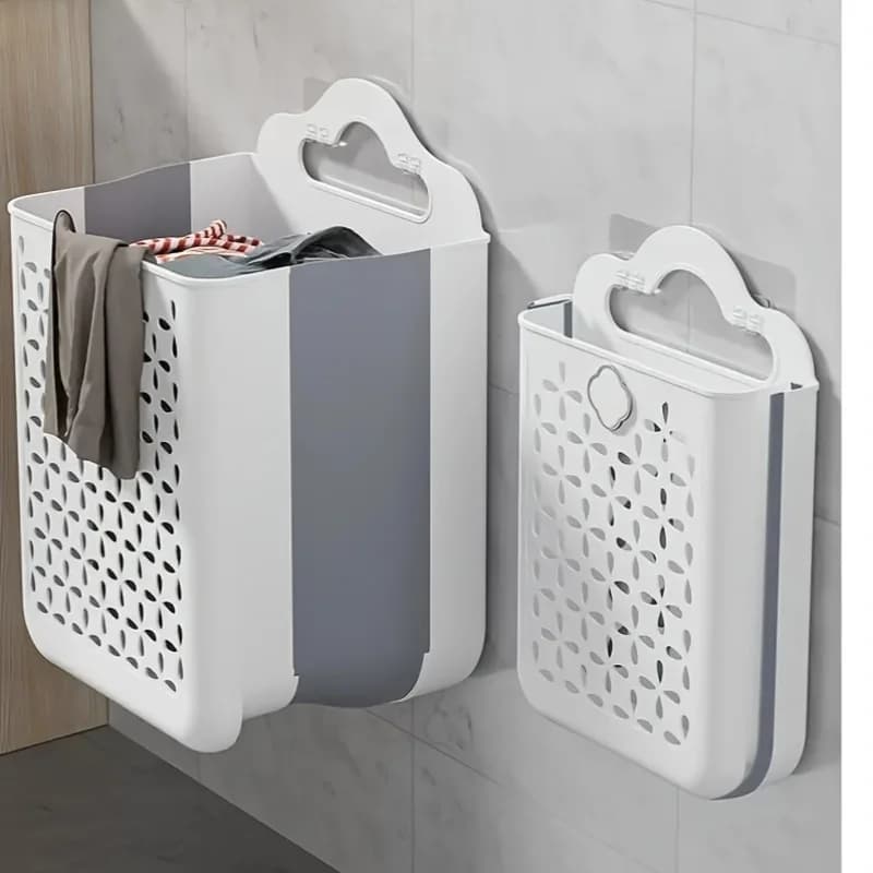 Cesto portabiancheria pieghevole Cesto portabiancheria pieghevole moderno Contenitore portaoggetti in plastica a parete per vestiti Organizzatore di stoccaggio per balcone