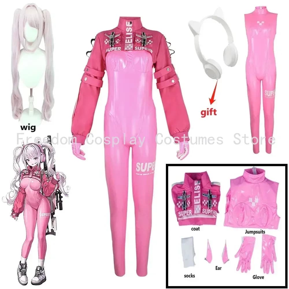 Anime Alice Cosplay Nikke Cosplay Costume Irelia H Store Victory Pink Sexy Jumpsuit Wig Jacket Halloween Costume for Women