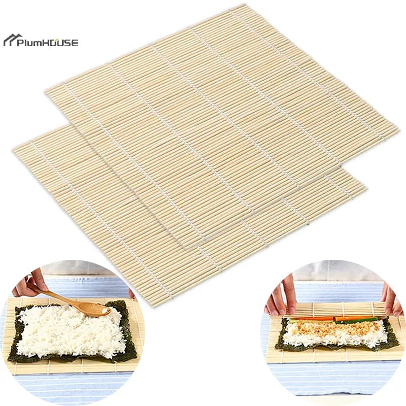 Sushi Bamboo Rolling Mats 24x24cm Onigiri Rice Tools Non-Stick DIY Sushi Mat Bamboo Japanese Sushi Tool Kitchen Accessories