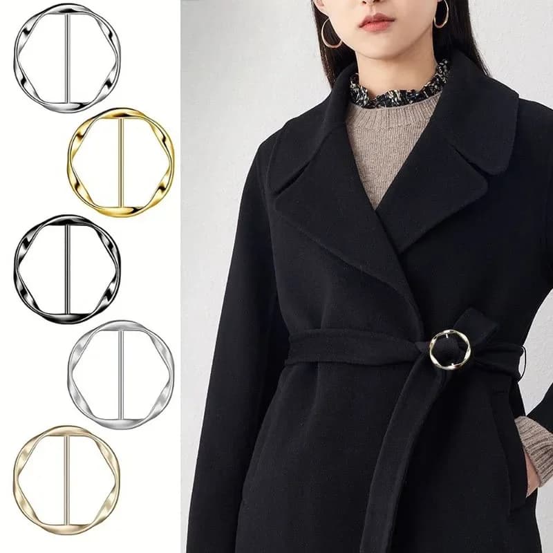 5 Pezzi Fibbia a Clip Rotonda in Metallo alla Moda, Fermaglio per Sciarpa, Fermaglio per Camicia, Spilla, Fibbia per Cintura, Anello Versatile per Abbigliamento
