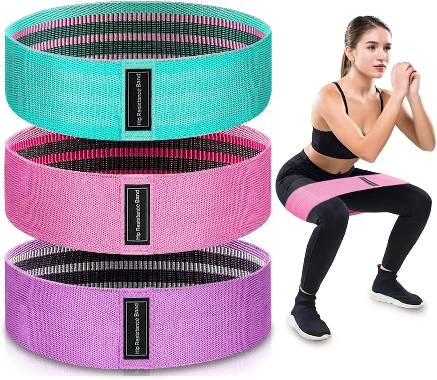 3 Level Fabric Resistance Bands Set for Training, Yoga, Strength Exercises - Lightweight Tension
