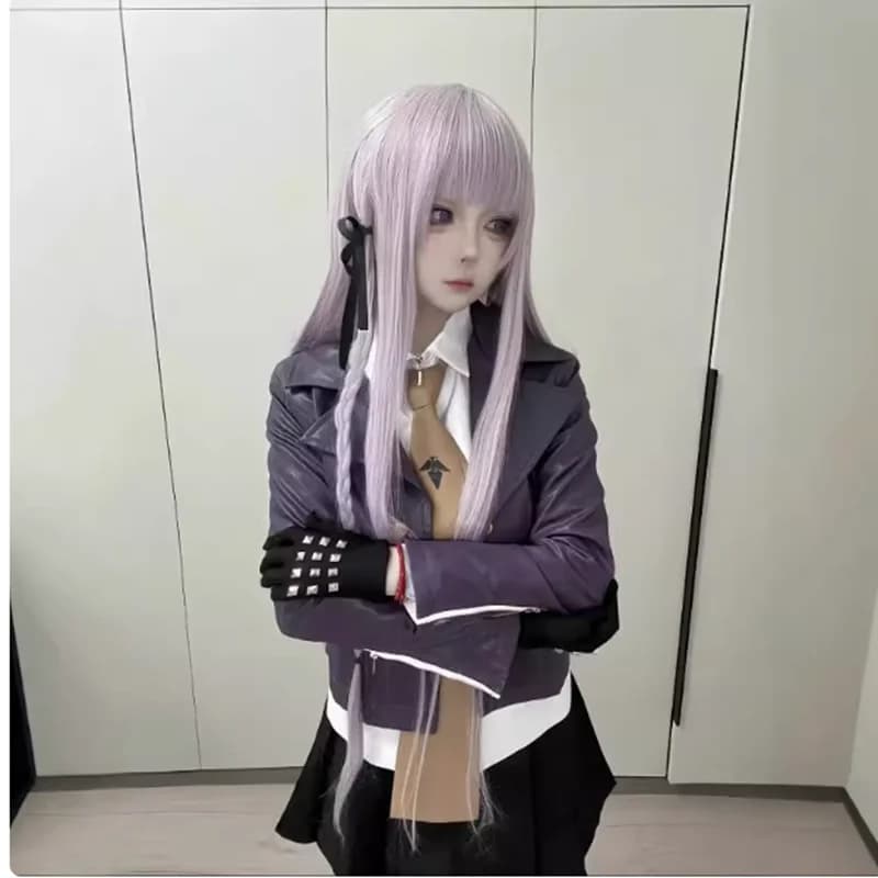 Danganronpa Dangan-Ronpa Kyoko Kirigiri donna Costume Cosplay Felpa Halloween Costume Cosplay Parrucca camicia Giacca Abito