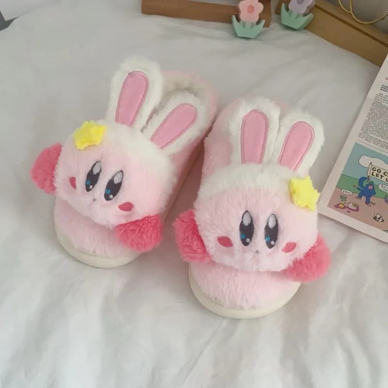 New Kawaii Cute Kirby Cotton Lovely Slippers Household Indoor Non-Slip Keep Warm Slippers Girl Christmas Gift For Girlfriend