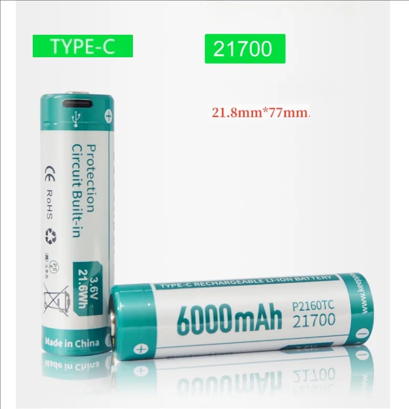 keeppower 21700 batteria al litio power bank P2160TC batteria per torcia TYPE-C