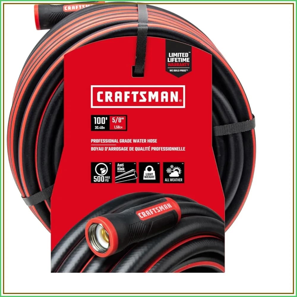 Heavy Duty Professional Grade Garden Hose, 100 Feet x 5/8 Inch - Flexible & Lightweight for Easy Watering