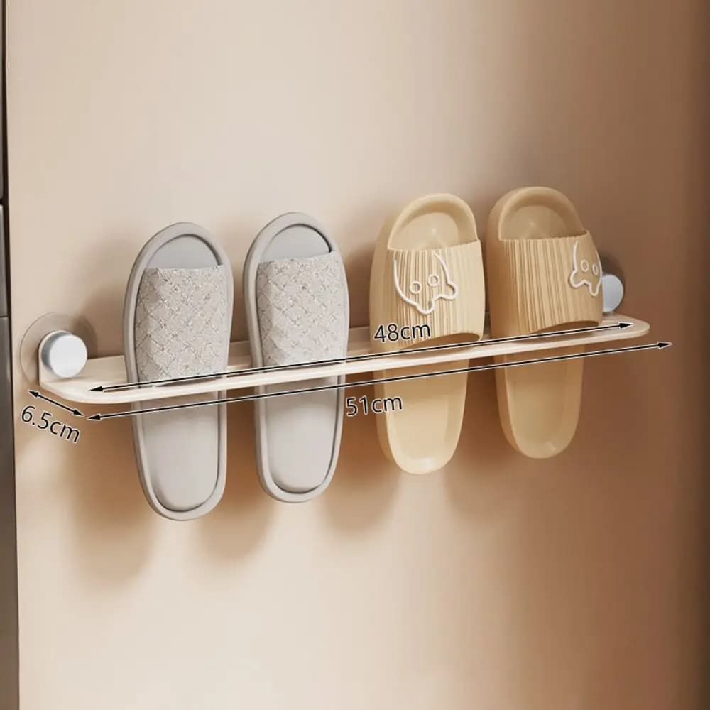 Suction Cup Mount Slipper Drying Rack Punch Free Wall Mounted Bathroom Storage Rack Removable Carbon Steel Towel Shelf Kitchen