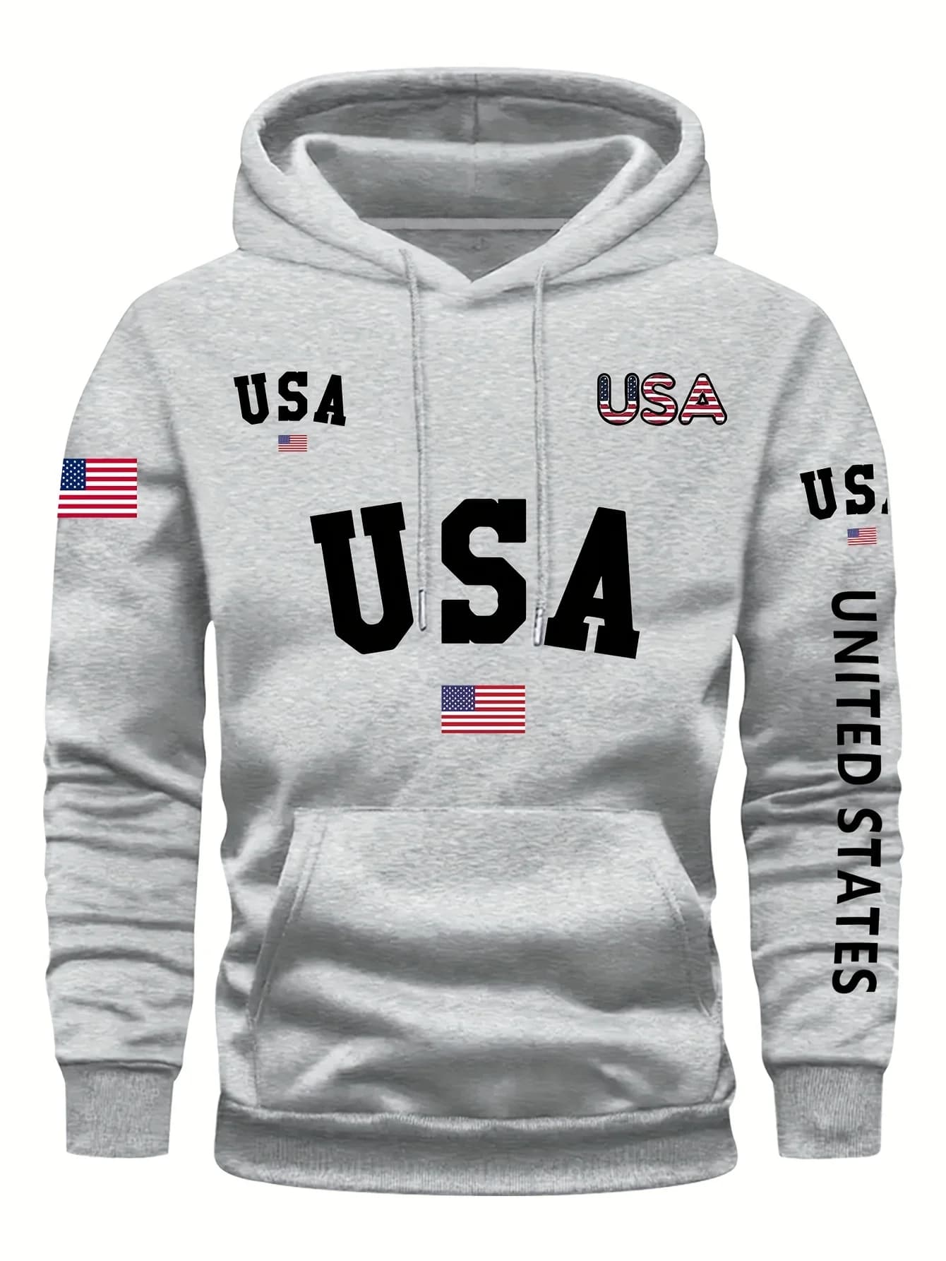 Hooded Sweatshirt with Fleece, Men'S Casual, Versatile, Fashionable, Trendy Brand Pullover Hoodie