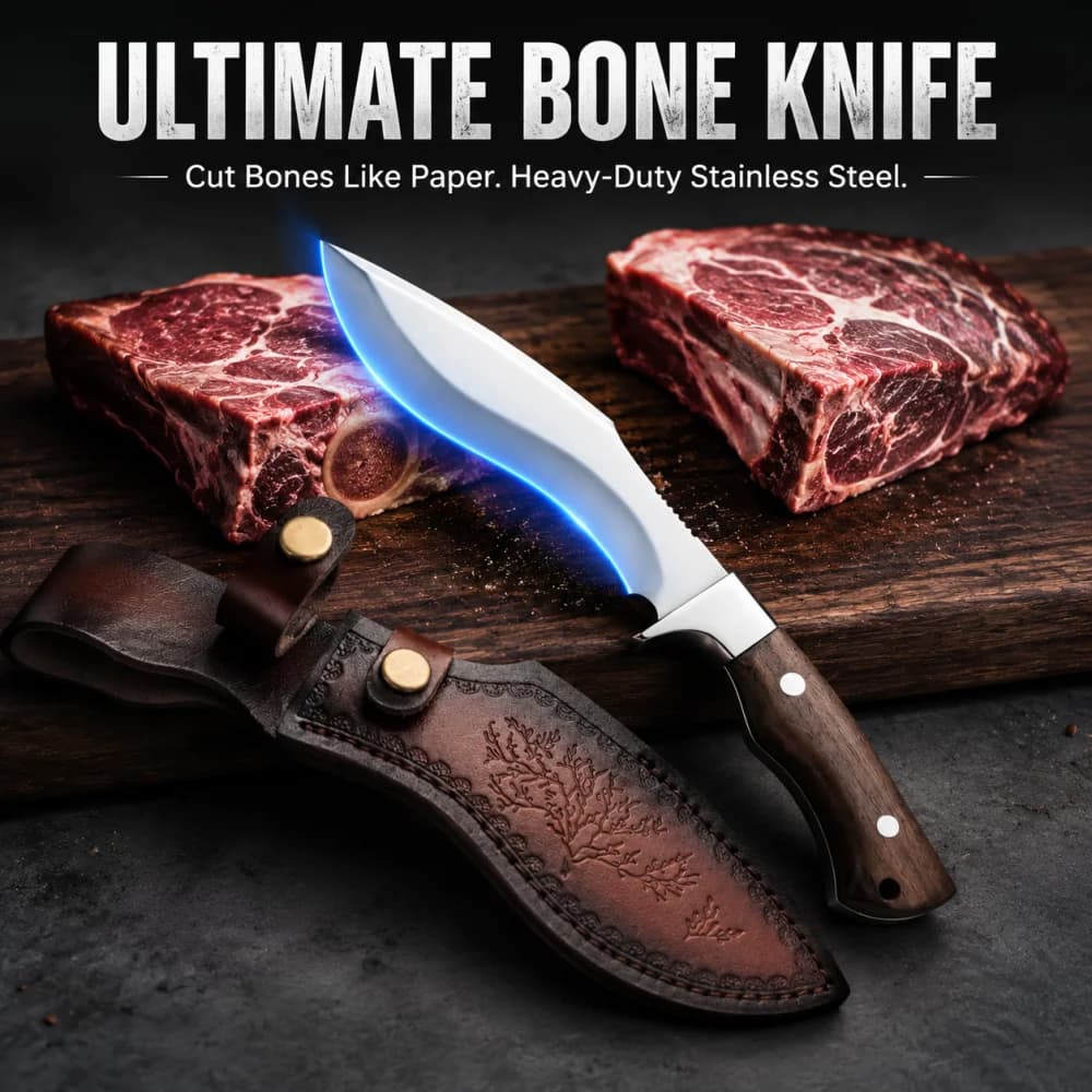 Stainless Steel Butcher knife with Wood Handle Sharp Meat Knife Used for Cutting Bones Boning Knife Kitchen Chef Butcher's Knife