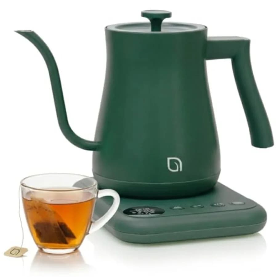 Bollitore Elettrico Serie ECO con Beccuccio a Collo d'Oca, 5 Impostazioni di Temperatura e Funzione Mantenimento Calore, 1L, per Caffè e Tè