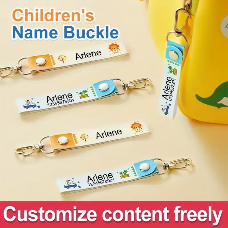 Badge personalizzati con nome, laccetti identificativi, ganci per targhette, etichette identificative per bambini, targhette per zaini, etichette per asilo nido, targhette per zaini e borracce