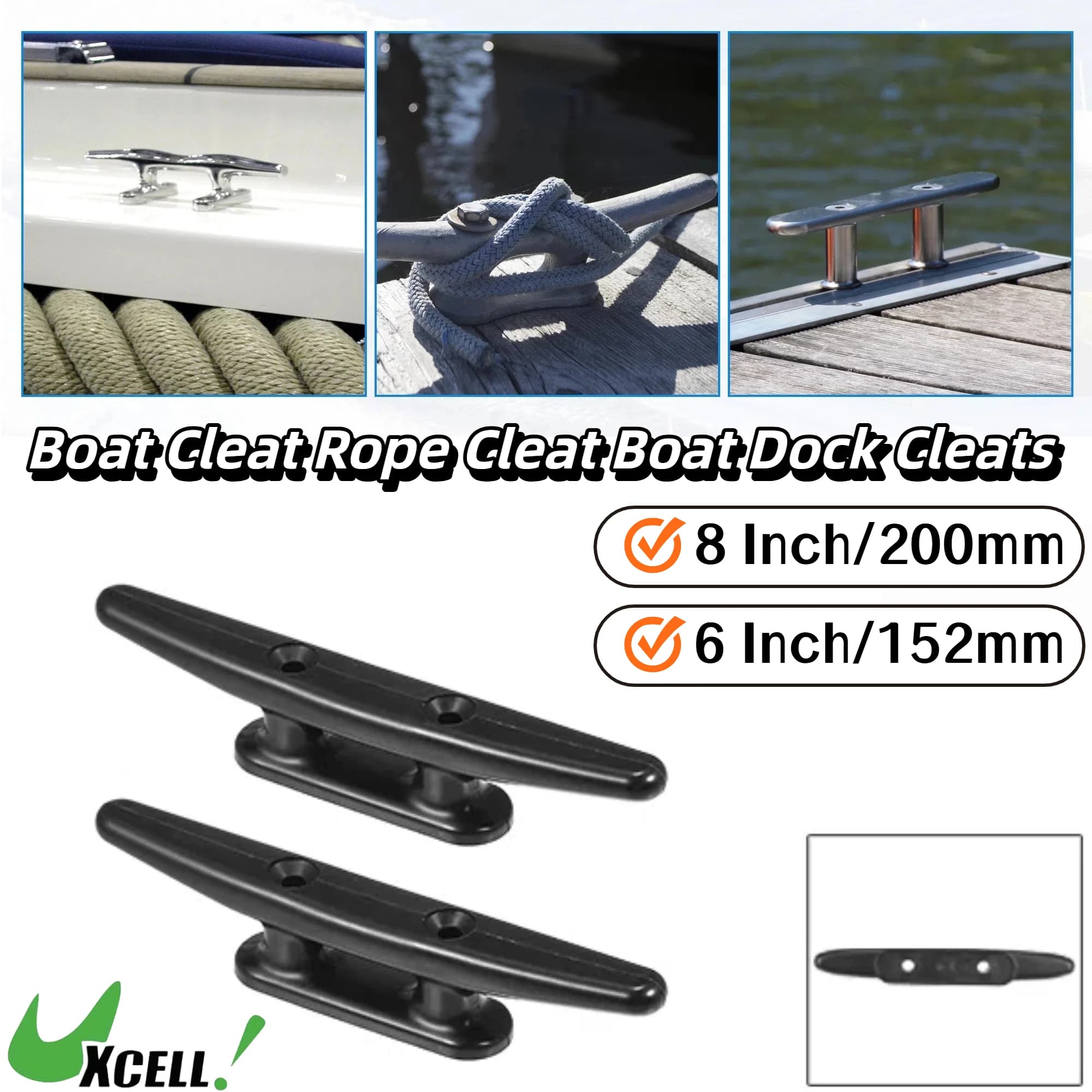 UXCELL 6/8 pollici 152/200 mm plastica pennone tacchetta gancio tacchette da ponte corda tacchetta maniglia universale per kayak barca barca marina nave