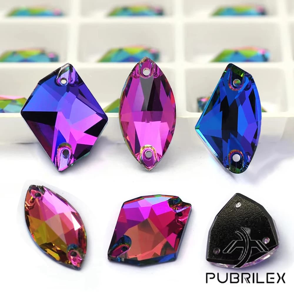 PUBRILEX Vitrail Medium K9 Strass in Vetro da Cucire, Accessori Fai da Te per Artigianato, Cristalli a Fondo Piatto per Borse e Vestiti