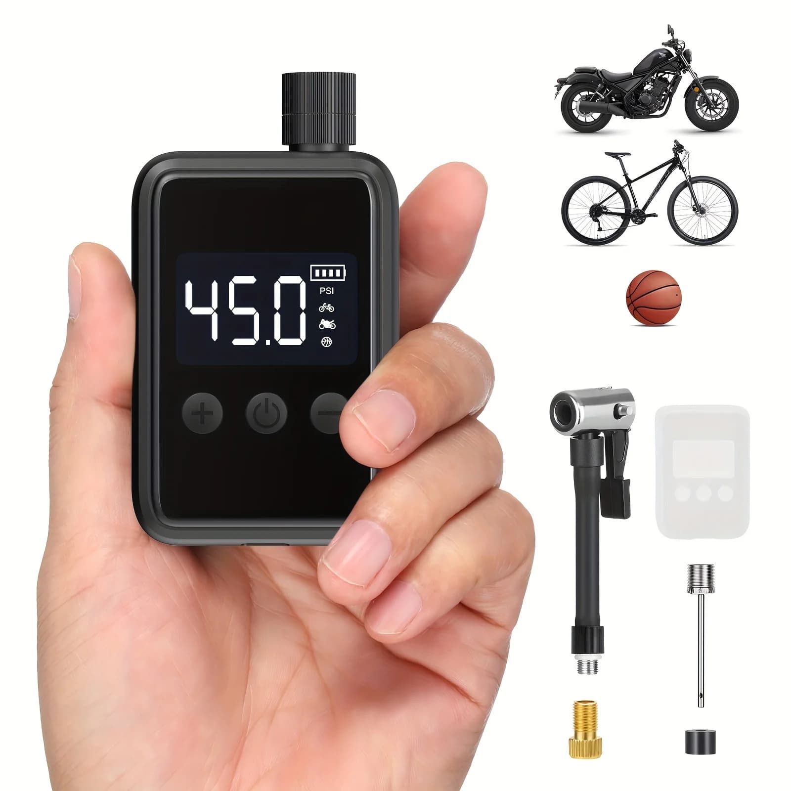 Pompa Elettrica Portatile per Bicicletta, Mini Pompa per Pneumatici con Manometro Digitale PSI fino a 150 PSI