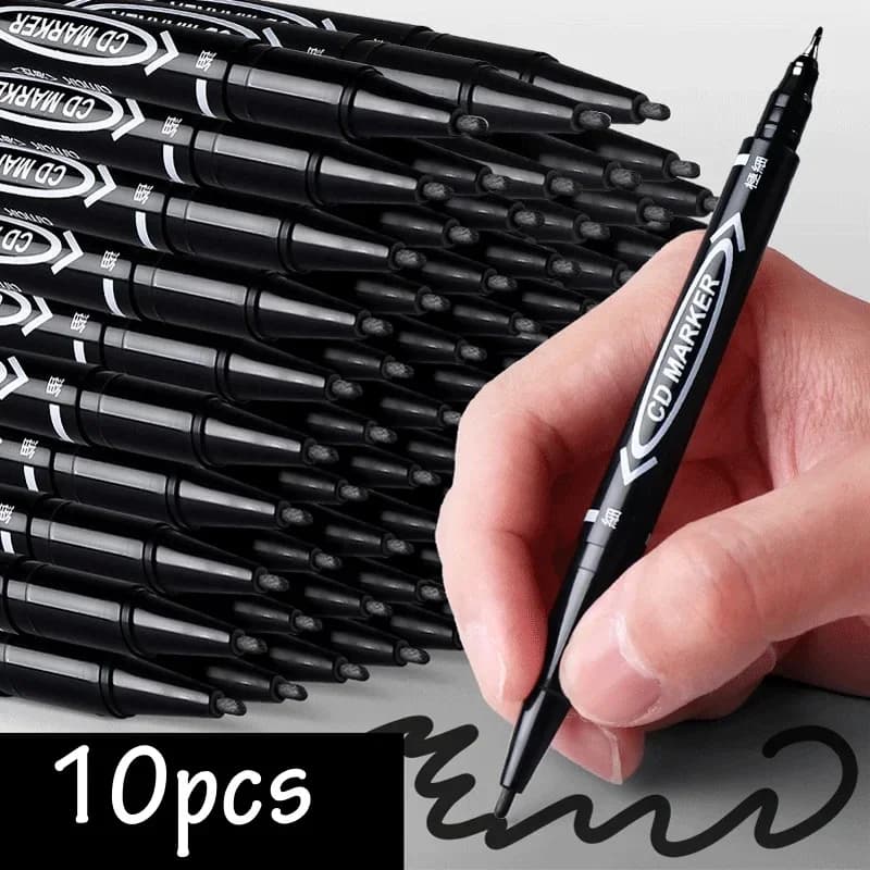 Set di 5-10 Pennarelli Artistici a Doppia Punta, Inchiostro Nero e Blu, Marcatori Permanenti per Plastica, Legno, Pietra, Metallo, Vetro, Graffiti e Disegno