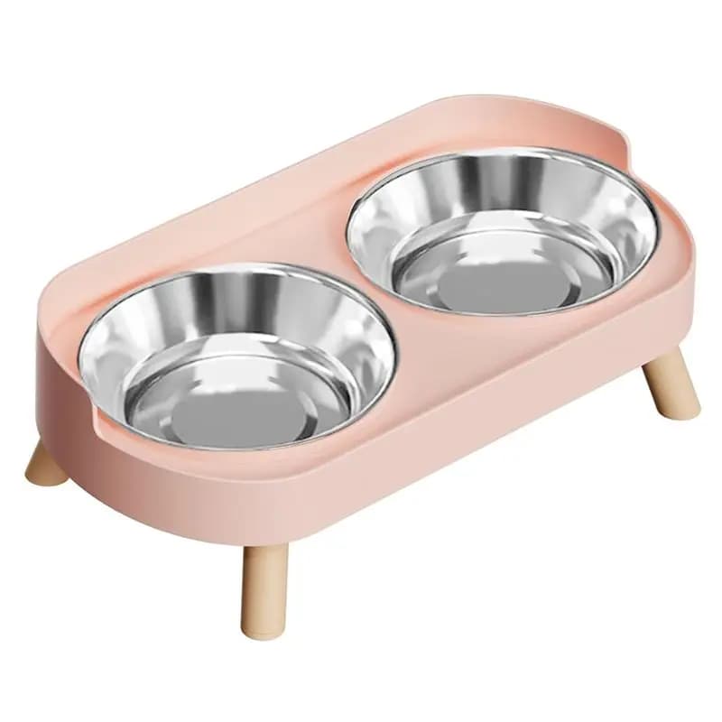ABFU-Splash-Proof Stainless Steel Pet Food Bowls(2 Pack), Elevated Cat Bowl, Raised Cat Food& Water Bowl Set For Indoor Pets Pin