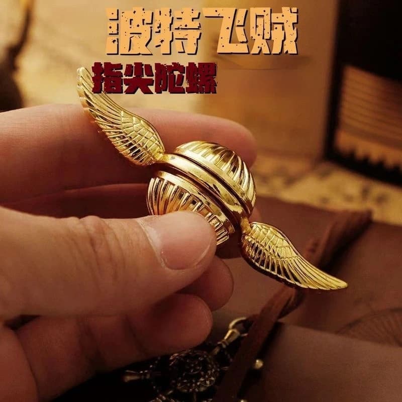 Fidget Spinner in Metallo a Forma di Snitch Dorata di Harry Potter, Giocattolo Antistress per Fan del Mondo Magico