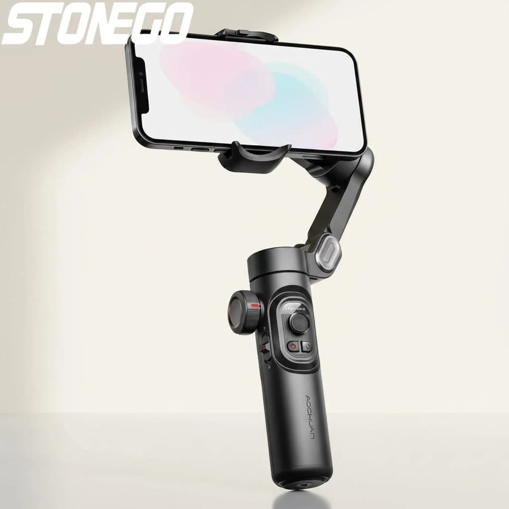 Stabilizzatore Gimbal a 3 Assi per Cellulari, Bastone Selfie Anti-Vibrazione con Tracciamento del Volto e Riprese Fluide